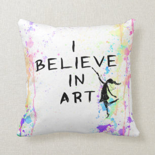 Coussin Fée d'art : Je crois à la course d'aquarelle d'a