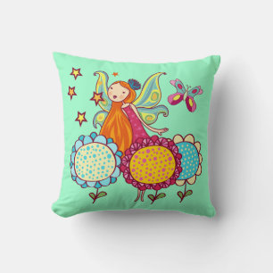 Coussin Fée de jardin avec des fleurs