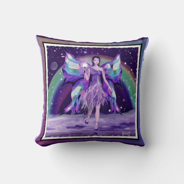Coussin Fée de la Pluie Violette (Recto)