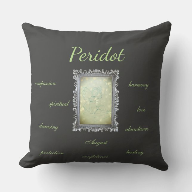 Coussin Fée de Peridot de pierre porte-bonheur d'août (Recto)
