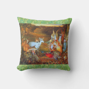 Coussin Fées, cerfs et crevettes de FORÊT ENCHANTÉES En au