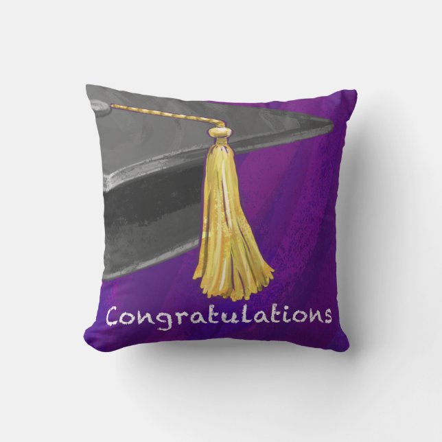 Coussin Félicitations noir et pourpre (Recto)