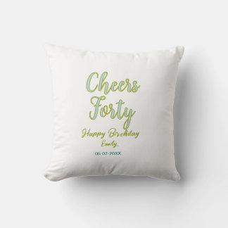 Coussin félicitations quarante nom vert bleu pastel annive