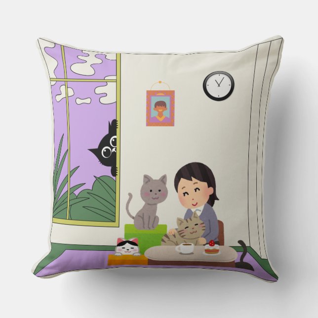 Coussin Feline Moments Throw Pillow (Recto)