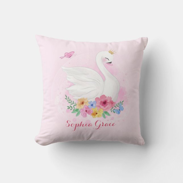 Coussin Feminine Rose Swan Princess Décoration (Recto)