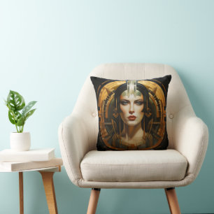 Coussin Femme Art Déco Abstraite Dorée
