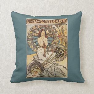 Coussin Femme avec des plumes - affiche ferroviaire de