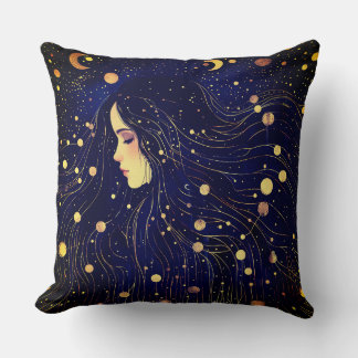 Coussin Femme céleste déesse Lune étoiles Ciel