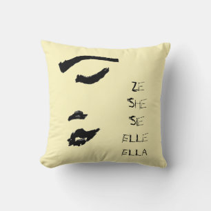 Coussin Femme Dame Visage Esquisse Elle Ze Elle Ella Sie O