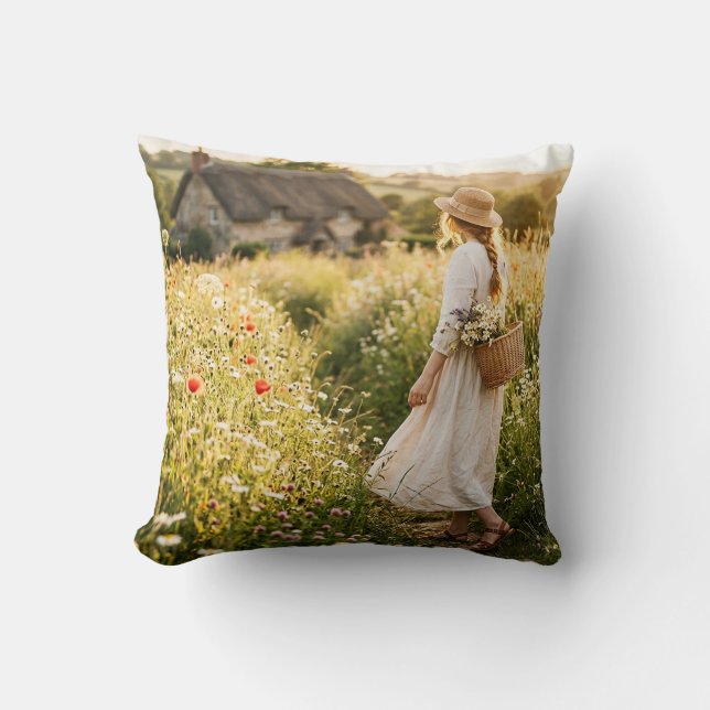 Coussin Femme dans un champ de blé (Recto)