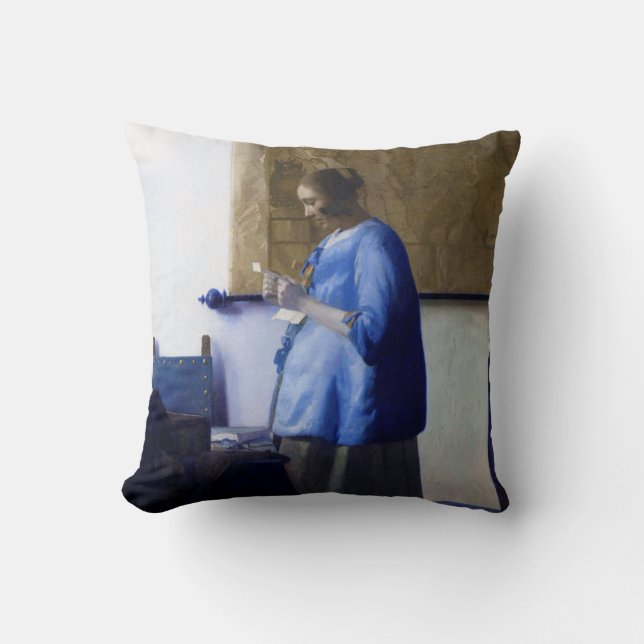 Coussin Femme en bleu, Johannes Vermeer (Recto)