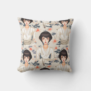 Coussin Femme en kimono avec style anime