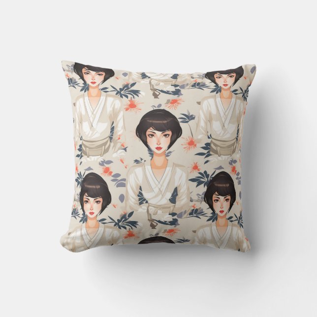 Coussin Femme en kimono avec style anime (Recto)