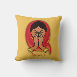 Coussin Femme hindoue avec tête en Namaste Salutation