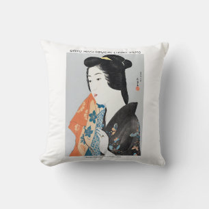 Coussin Femme japonaise tenant sa serviette - Goyō Hashigu
