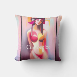 Coussin Femme posant les yeux fermés à Thunder_Cove