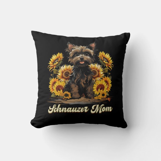 Coussin Femme Tournesol Schnauzer Maman Beille Fleur Chien (Recto)