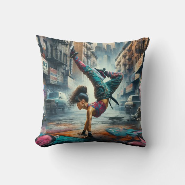Coussin Femmes en action de Breakdancer Silhouette de New  (Recto)