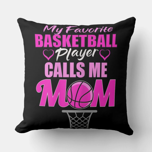 Coussin Femmes Mon Joueur De Basket Favori M'Appelle Maman (Recto)