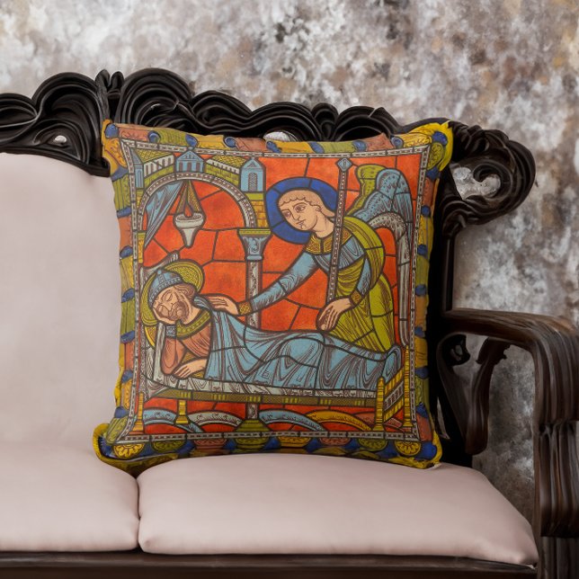 Coussin Fenêtre en verre tendu Chartres Ange médiéval (Créateur téléchargé)