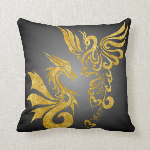 Coussin Feng réversible Shui Phoenix et dragon
