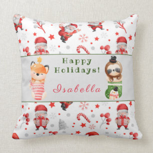 Coussin Fentes et Fox Personnaliser Texte et nom 20"X20"