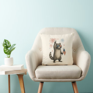 Coussin Feral Mais Fireworks Gratuit Feral Raccoon 4 juill