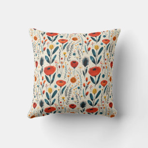 Coussin Ferme à la mode Fleurie girly chic Vert Rouge