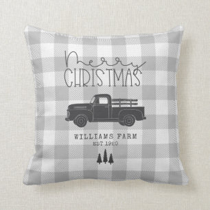 Coussin Ferme Camion Vintage Gris Buffalo Nom du chèque