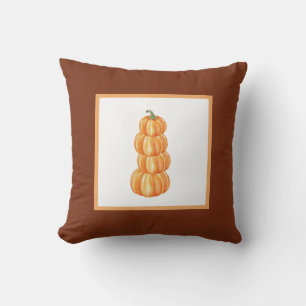 Coussin Ferme de citrouilles d'automne avec cadre marron