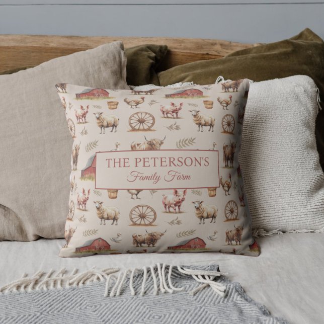 Coussin Ferme de famille personnalisée (Créateur téléchargé)