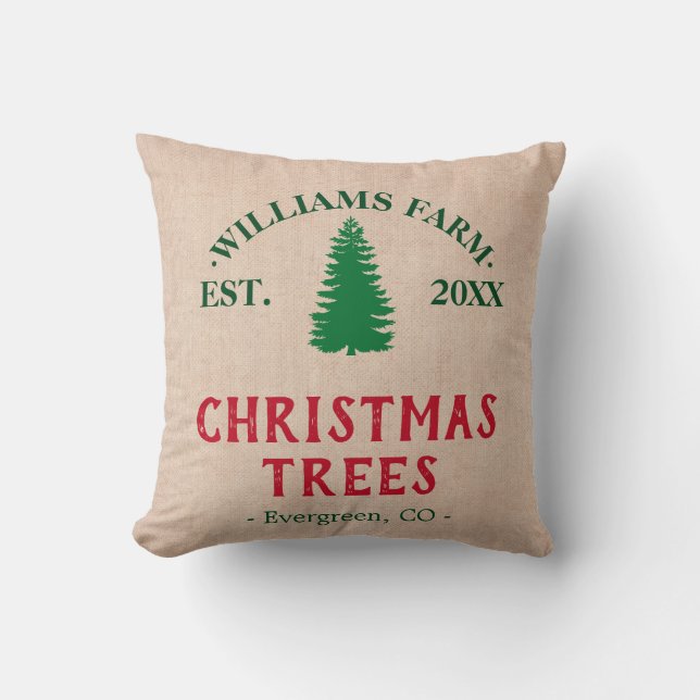 Coussin Ferme de Noël personnalisée Burlap (Recto)