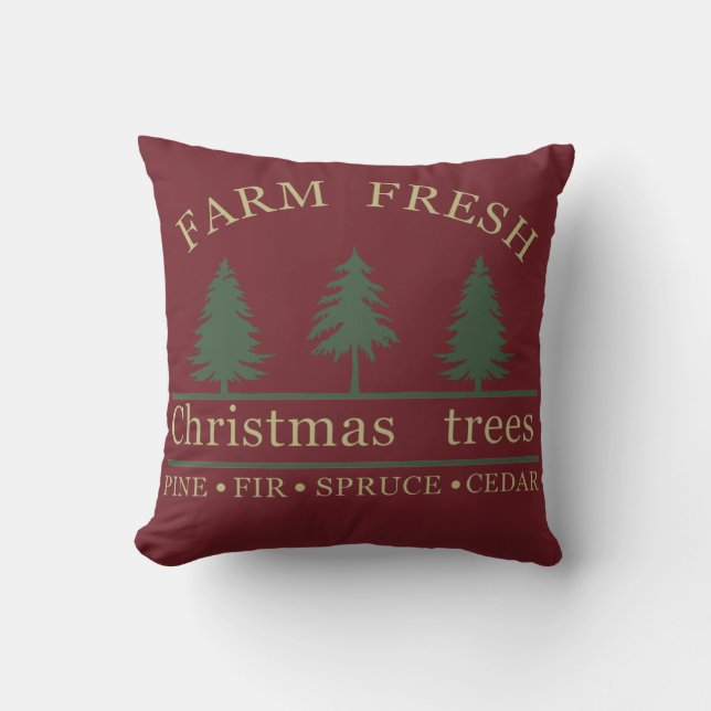 Coussin Ferme de pins de Noël frais (Recto)