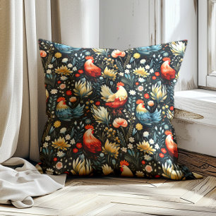 Coussin Ferme de poulets Coq Maison Navy Blue