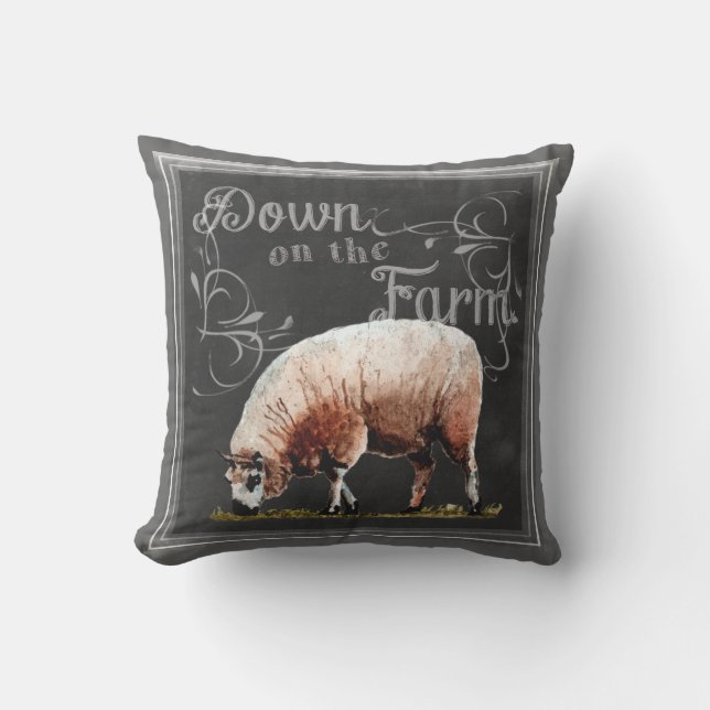Coussin Ferme de tableau | Vers le bas du mouton de ferme (Recto)