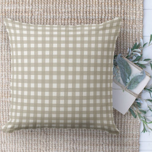 Coussin Ferme Moderne Beige Et Blanc En vichy Plaid