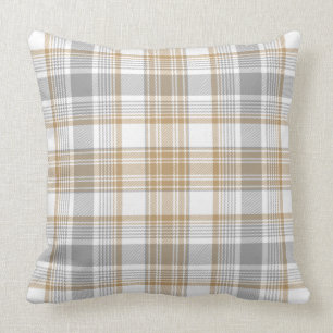 Coussin Ferme moderne Tartare Lumineuse Plaid Grey Orange