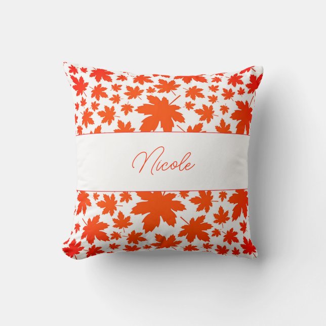Coussin Ferme Orange personnalisée Feuilles d'automne (Recto)