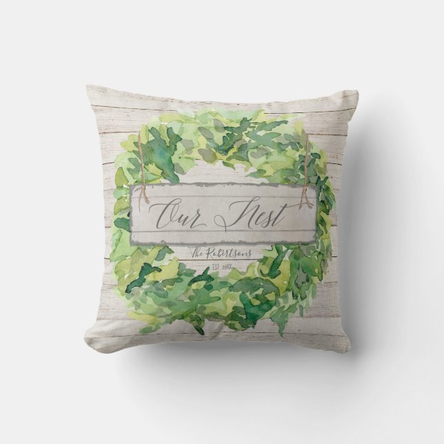 Coussin Ferme rustique Bois de bois Notre terroir de nid W (Recto)