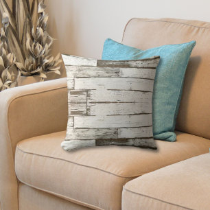 Coussin ferme rustique grange beige gris blanc bois