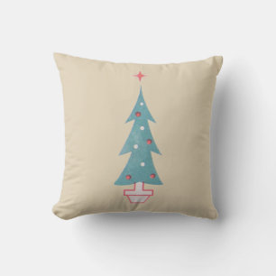 Coussin Ferme vintage des arbres de Noël des années 1950