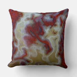 Coussin Fermer la dalle d'Agate de la mousse rouge