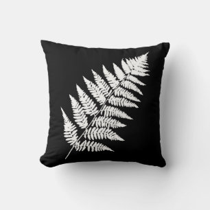 Coussin Fern 1, blanc et noir