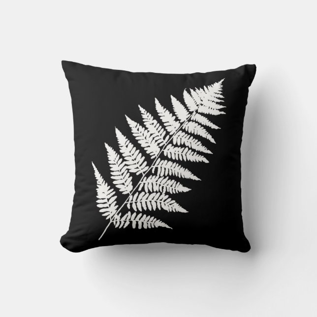 Coussin Fern 1, blanc et noir (Recto)
