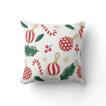 Coussin festif "Décorations de Noël, branche de pi
