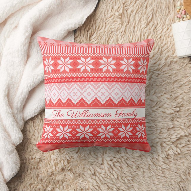 Coussin Festif Noël Motif personnalisé Nom de famille (Couverture)