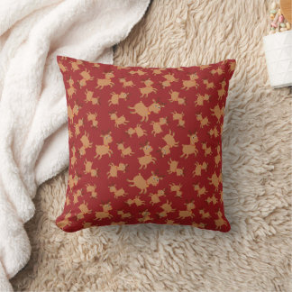 Coussin Festif Reindeer Noël Accueil Cadeau Rouge foncé