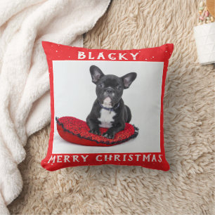 Coussin Festif Rouge Joyeux Noël Chien Chien Chien Chien C