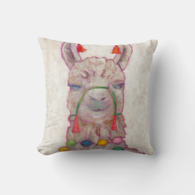 Coussin Festival de l'aquarelle Llama (Recto)