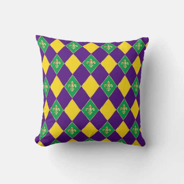 Coussin Festival du carnaval de Mardi Gras Fleur de Lis Di (Recto)